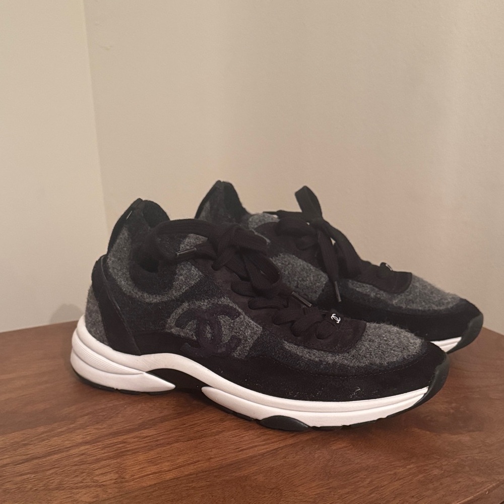 CHANEL Black and Gray Athletic Shoes